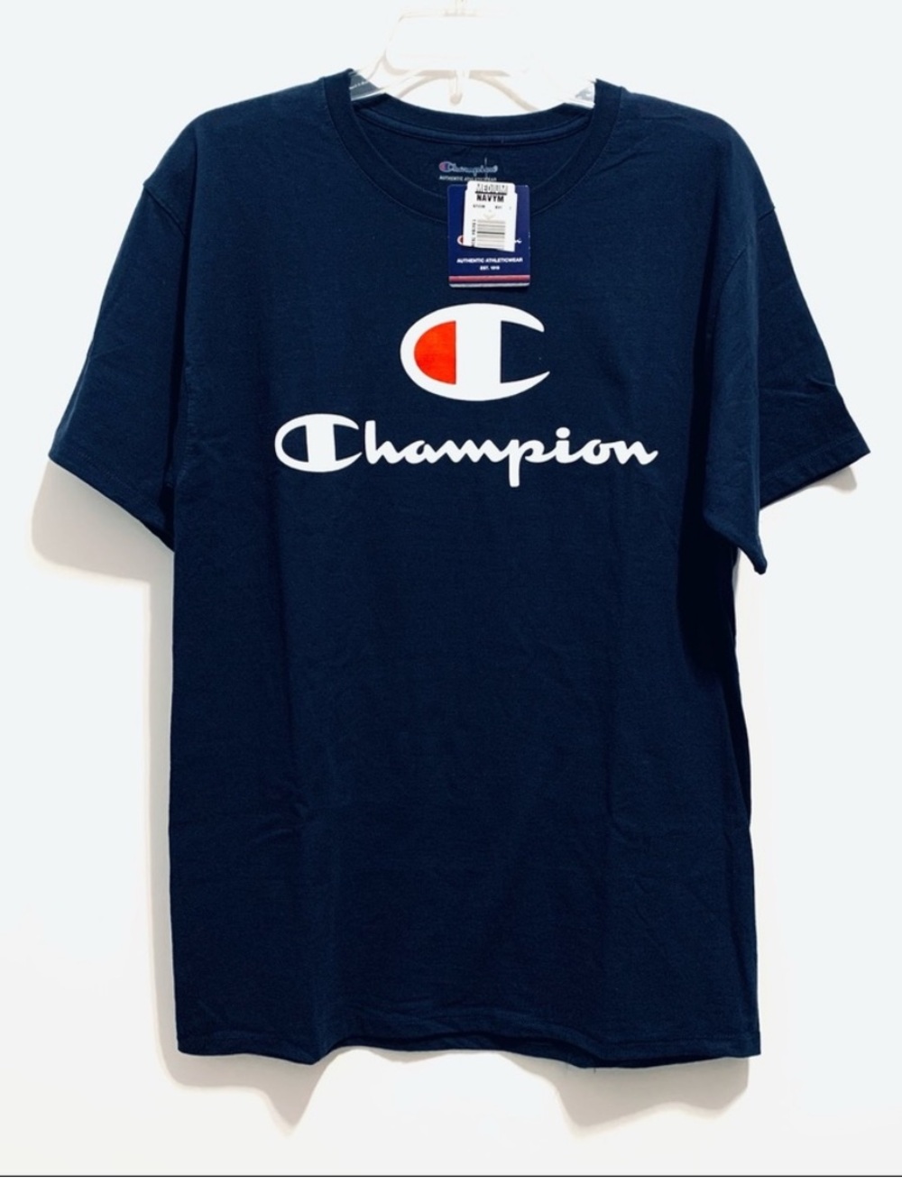 🆕 Champion Cotton Tee Script Logo Navy Blue